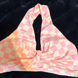 Albion Fit Pink and White Checkered Halter Top excellent condition